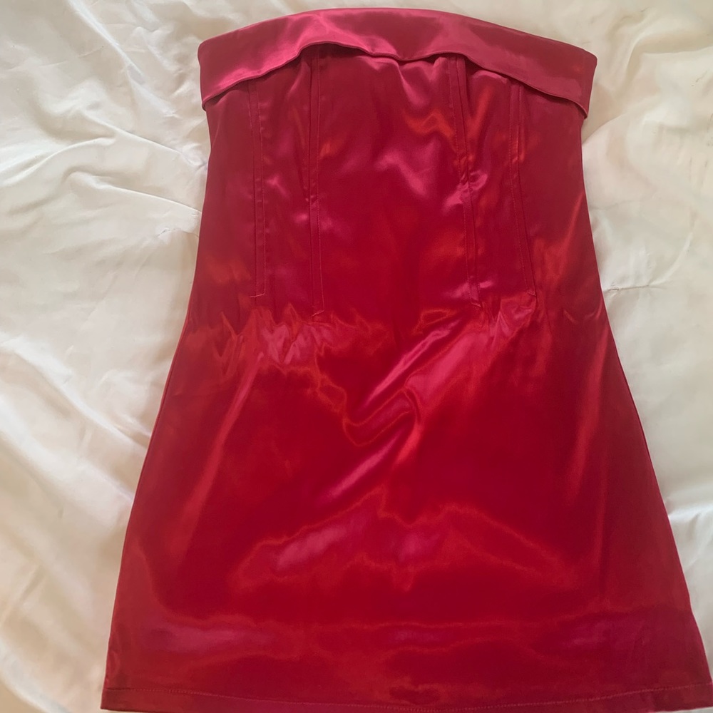 Hot Pink Satin Mini Dress, Size Small